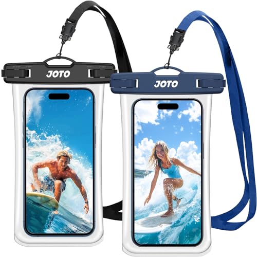 2 Pack JOTO Waterproof Phone Pouch Case Up to 7", IPX8 Underwater Phone Case Cellphone Dry Bag for iPhone 17/Air 16 15 14 13 12 Pro Max Xs Max XR X 8 7 6S Plus SE/Galaxy S24 S23 S22 S21 - Black & Navy - color: Transparent Black/Navy
