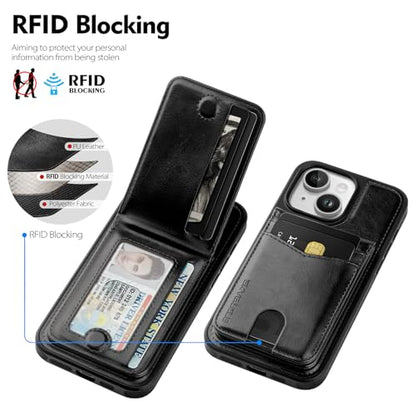 SkyEagle for iPhone 14 Plus Wallet Case with Card Holder,Black - color: Black, size: iPhone 14 Plus - 6.7"