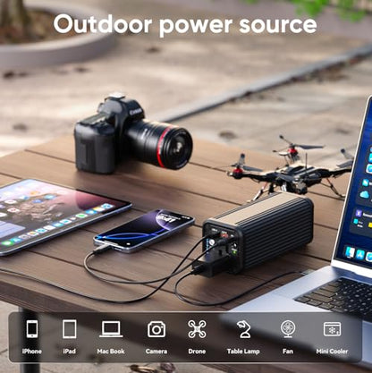 Power Bank with 100W AC Outlet, 27000mAh (98Wh) Portable Laptop Charger, 65W USB-C PD Fast Charging Battery, Wireless Charging Portable Power Supply for Travel, Camping, Road Trip & Emergency Backup