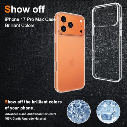 Silicone Clear for iPhone 17 Pro Max Case,Ultra with Comfort Grip | Soft Slim-Fit TPU iPhone 17 Pro Max Phone Cover,Non-Slip,Shockproof Protection,Scrath-Resistant - size: iPhone 17 Pro Max case