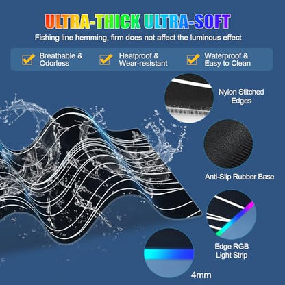 Wireless Charging RGB Mouse Pad with Phone Stand, Large Gaming Desk Mat - color: Wave - 31.5x15.8" Phone Stand No Adapter