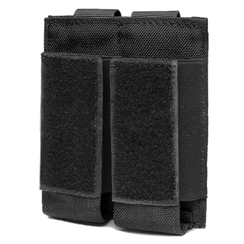 TRIWONDER Tactical Cigarette Pouch Molle Small Military Bag Battery Cigarette Case EDC Utility Card Holder Lighter Slot Mini Cigar Waist Pack - color: 14 Black - Double Pistol