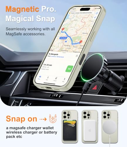 Magnetic Case for iPhone 16 Pro Case with Screen Protector+Wrist Strap | Compatible with MagSafe,Full Camera Protection,Slim Translucent Matte Phone Cover,White - color: White