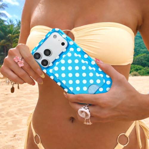 VELVET CAVIAR compatible with MagSafe Wallet - Magnetic Card Holder - color: Aquamarine Polka Dot