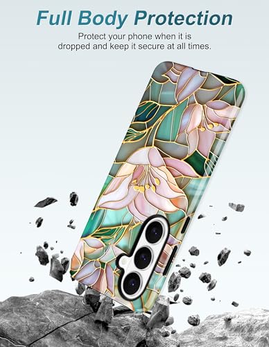 Magnetic Flower Phone Case for Samsung Galaxy A16 5G, Lily | Compatible with MagSafe, Cute Aesthetic Stained Glass Floral Design, TPU and PC Protective Phone Cover for Women Girls - color: Lily Flower
