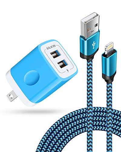 AILKIN iPhone Chargers Apple MFI Certified 6Ft Long Braided Lightning Cable - color: Blue, style: Lightning