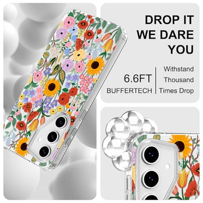 MOSNOVO Case for Samsung Galaxy S24 FE, [Buffertech 6.6ft Military-Grade Drop Protection] [Anti Peel Off Tech] Clear TPU Bumper Phone Case Cover Design - Blossom & Bloom - color: Clear - Blossom & Bloom, size: Samsung Galaxy S24 FE