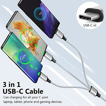 Multi Charging Cable, USB C Splitter Cable, 3 in 1 Fast Charging Cord
