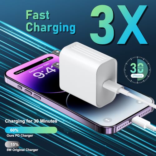 DiHines Phone 14 13 12 11 Fast Charger,6FT Long Phone Chargers Fast Charging Lightning Cable with 20W USB C Charge Block,White - color: White, size: 6ft
