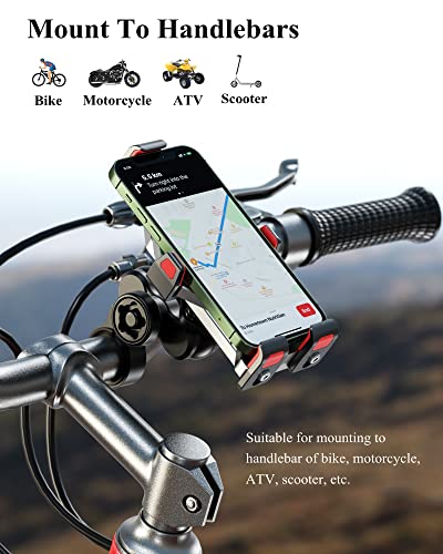 BRCOVAN Anti-Theft Aluminum Alloy Motorcycle Phone Mount Holder, Silver - color: SILVER
