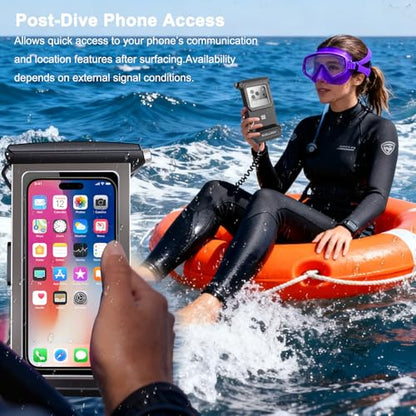 100FT/30M Gen 5 Diving Phone Case, Full Touchscreen Underwater Housing for iPhone 17-12 Pro Max & Samsung Galaxy S26 - S21, IPX8 Scuba Photo/Video Waterproof Case - color: Black