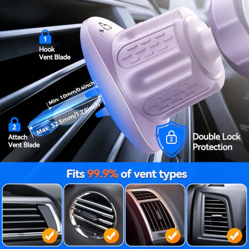 for MagSafe Car Mount,【22 N55 Super Magnets】 Magnetic Phone Holder for Car Air Vent, Cell Phone Mount Car Accessories Compatible with iPhone 17 16 15 14 13 12 Pro Max (Lavender) - color: Lavender