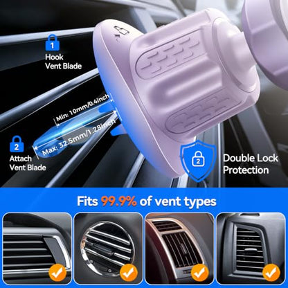for MagSafe Car Mount,【22 N55 Super Magnets】 Magnetic Phone Holder for Car Air Vent, Cell Phone Mount Car Accessories Compatible with iPhone 17 16 15 14 13 12 Pro Max (Lavender) - color: Lavender
