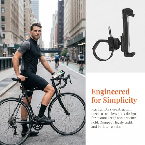 SHINEOFI Bike Phone Mount Stroller Phone Mount Tablet Holder for Treadmill Adjustable Handlebar Clamp for Smartphones and Tablets Rotatable Clip for Scooter Elliptical Shopping Cart