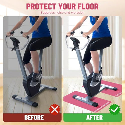 Under Desk Elliptical Mat - Non-Slip Exercise Equipment for Peloton Bike, Small Exercise Mat for Desk Workout Equipment - color: Pink 1 Pc