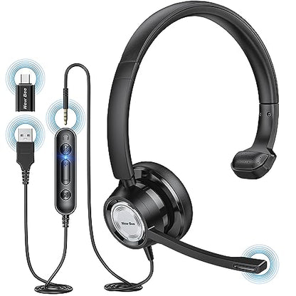 New bee USB Headset with Microphone for PC Computer Headset