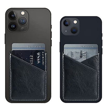 PU Leather Phone Card Holder, Stick-On for iPhone Samsung & More - color: Black-2pc