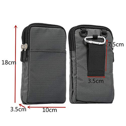 Vertical Phone Belt Purse, Cellphone Shoulder Bag Mens, 6.9 Inch Mobile Phone Holster Waterproof Cellphone Pouch Neck Wallet Mini Crossbody Bag Outdoor Passport Packet with Carabiner and Belt Loop - color: Dark Gray 6.9 Inch (10*18*3.5 CM)