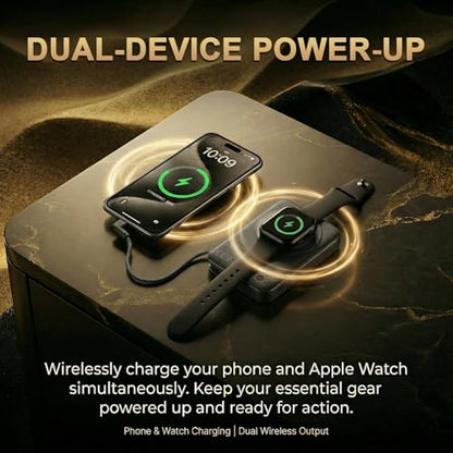 2026 FIFA Licensed 10000mAh Magnetic Power Bank with Built-in Cable and Stand, 15W Wireless Battery Pack for iPhone 17/16 Series, Apple Watch, FIFA World Cup 2026 Official Merchandise, Blue USA Badge - color: Titanium Grey + Blue USA Badge