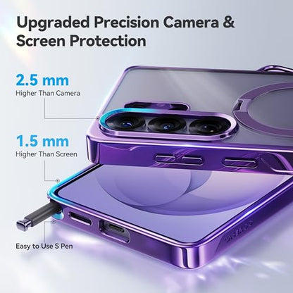 CASEKOO Glossy Purple 26U Case with 360 Spin Magnetic Stand,Fit for MagSafe | 360 Spin Magnetic Stand, Fit for MagSafe, 18FT MIL-STD Protection, Invisible Ring Holder Phone Case - color: Purple