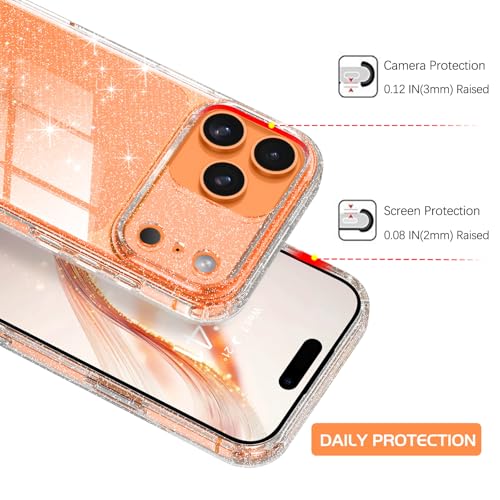 YINLAI Compatible with iPhone 17 Pro Max Case 6.9-Inch,Crystal Sparkle Anti-Yellowing Upgraded Full Camera Protection Supports Wireless Charging Slim Shockproof Protective Phone Cover (Clear Glitter) - color: Clear Glitter, size: iPhone 17 Pro Max 6.9"