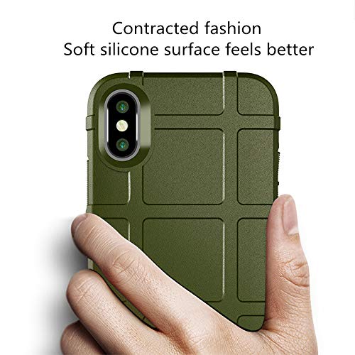 for iPhone Xs/X case, (Rugged Shield Series) TPU Thick Solid Armor Tactical Protective Cover Case for iPhone Xs/X (5.8 inches) - Army Green - color: Army Green