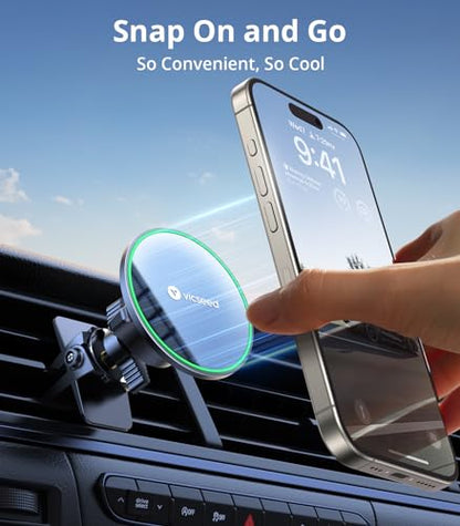VICSEED for MagSafe Car Mount [Upgraded Strongest Magnet Power] Magnetic Phone Holder for Car Vent 360 Adjustable Magnetic Car Phone Holder Mount for iPhone 16 Pro Max 15 14 13 12 Plus Mini - color: Fashion Black