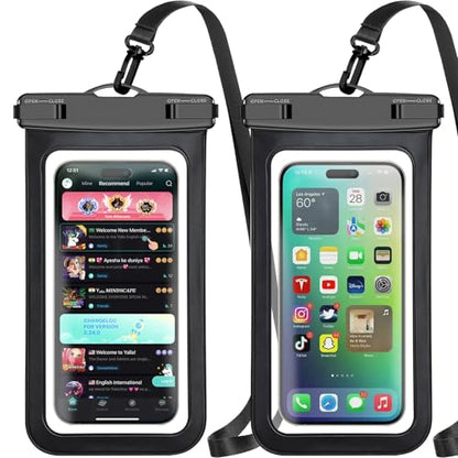 Waterproof Phone Pouch,2 Pack Black Phone Waterproof Case,Cell Phone Dry Bag,Protection Level: IP68,Beach Cruise for Apple iPhone,Samsung,and More,Lanyard Included,(Fits Up to 8.3”),Black - color: Multicolor,B,Black