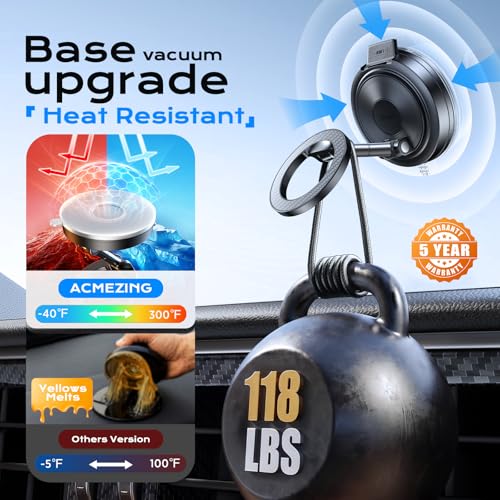 NeverDrop Car Mount for MagSafe [2 Bases for Any Surface | 118+LBS Ultra Grip | 2400gf Strong Magnetic] 360° Adjustable Car Phone Holder, Phone Holders for Your Car for All Smartphones, Carbon Fiber