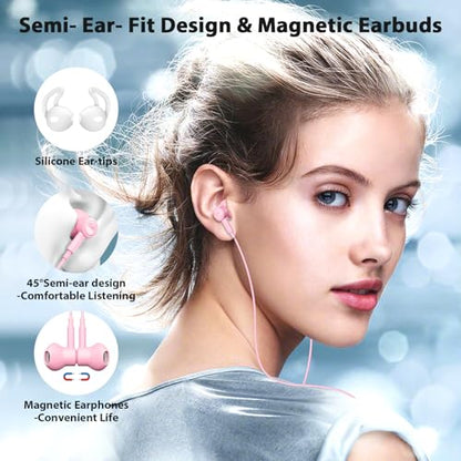 Jelanry Magnetic USB-C Wired Earbuds HiFi Stereo Headphones with Mic, Pink - color: Pink