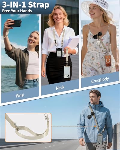 VVAAGG Cell Phone Lanyard for iPhone: Adjustable Phone Strap Crossbody Neck and Wrist Strap Anti-Theft Lanyard Travel Essential Compatible for iPhone Android Smartphones Khaki - color: Khaki