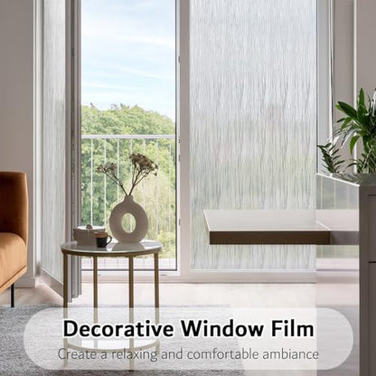 VELIMAX Frosted Window Privacy Film Non Adhesive Window Cling Removable Glass Covering Clear Water Opaque Window Film for Home Anti UV 17.7x78.7 inches - color: Translucent, size: 17.7"x78.7" (45x200cm)