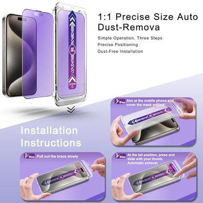 2 Pack Anti Blue Light Matte Screen Protector - color: Anti Blue Light Matte, size: iPhone 15 Pro Max