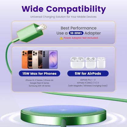 15W Magnetic Fast Charging Pad, Wireless Charger for Apple MagSafe - color: Dark Green*3