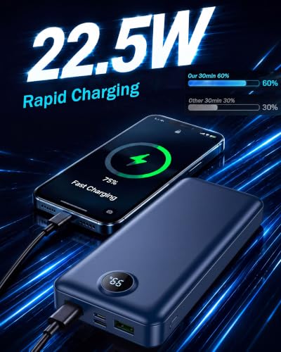Portable Charger Power Bank 50000mAh Fast Charging External Battery Pack - color: Blue