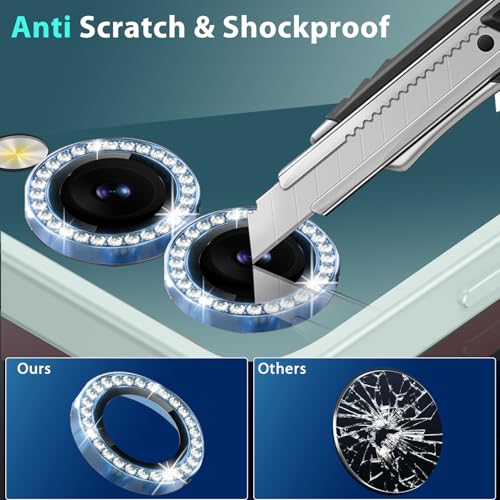 2-Pack Camera Lens Protectors for Galaxy Z Flip7, Glitter Bling Sparkly Camera Cover with Aluminum Edging,Individual Metal Lens Cover [Case Friendly],Bling Blue - color: Bling Blue