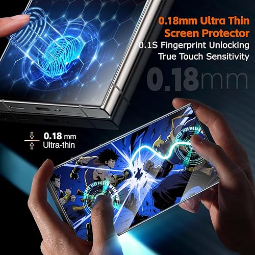 2 Pack for Samsung Galaxy S24 Ultra Tempered Glass Screen Protector 6.9in [0.18mm Ultra-Thin] - Fingerprint Unlock,Bubble-Free, Auto Dust Removal,9H Anti-Scratch