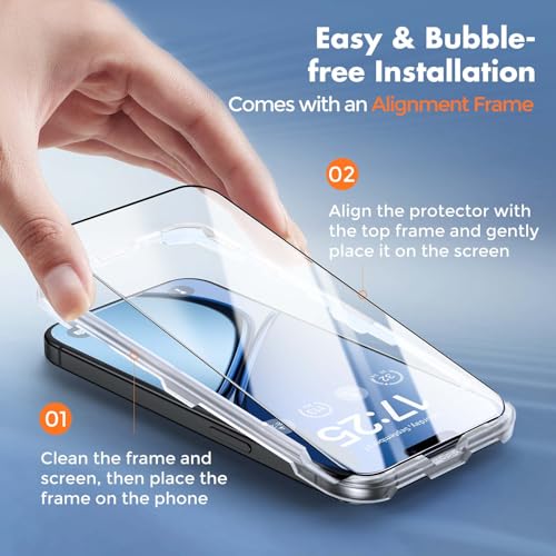 UNBREAKcable 3-Pack Screen Protector for iPhone 15, Double Shatterproof Tempered Glass [Easy Installation Frame] [99.99% HD Clear] [9H Hardness] [Full Coverage] [Case Friendly] for Apple 15 6.1 inch - size: iPhone 15