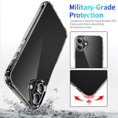 DEERLAMN Clear Case for iPhone 17 6.3-Inch, Military Grade Drop Protection Anti-Scratch Transparent Ultra Slim Non-Yellowing Shockproof Protective Phone Cover - size: iPhone 17 6.3-Inch