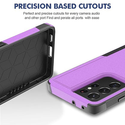 for Samsung Galaxy S21 Ultra Case: Dual Layer Protective Heavy Duty Cell Phone Cover Shockproof Rugged with Screen Protector - Military Protection Bumper Tough - Samsung Galaxy S21 Ultra 5G, Purple - color: Purple (PC) + Black (TPU)