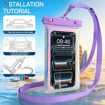 Waterproof Phone Case for iPhone Phones all Models Laser Lridescent | Waterproof phone case Cross-body Lanyard Cruise Ship Travel Essentials Compatible, All Devices Touchscreen Friendly - color: Iridescent, size: All models of mobile phones