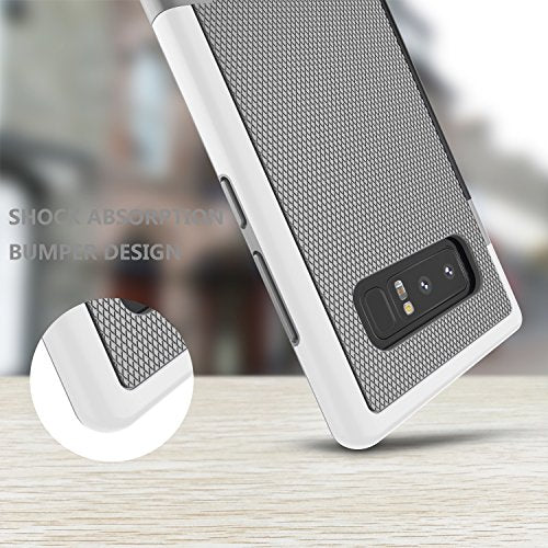 Galaxy Note 8 Case, Note 8 Cover, Jeylly [3 Color] Slim Hybrid Impact Rugged Soft TPU & Hard PC Bumper Shockproof Protective Anti-Slip Case Cover Shell for Samsung Galaxy Note 8 SM-N950 - Light Gray | [3 Color] Slim Hybrid Impact Rugged Soft TPU & Hard PC