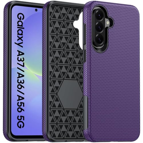 for Galaxy A37 5G Phone Case, Galaxy A36 5G Phone Case, Anti-Slip Textured, 14FT Mili-Grade Drop Protection Tested Samsung A37 5G Case, TPU+PC Dual Layer Shockproof Cover for A56 (Purple) - color: Purple