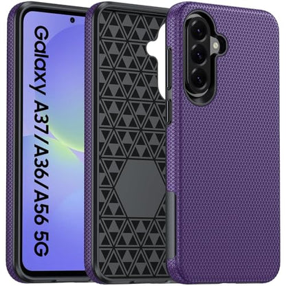 for Galaxy A37 5G Phone Case, Galaxy A36 5G Phone Case, Anti-Slip Textured, 14FT Mili-Grade Drop Protection Tested Samsung A37 5G Case, TPU+PC Dual Layer Shockproof Cover for A56 (Purple) - color: Purple