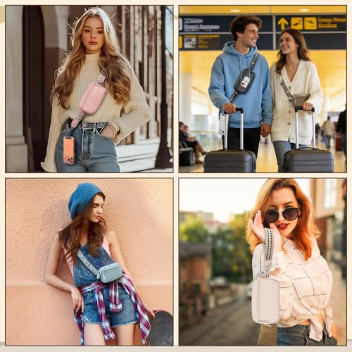 YFWE Clip and Go Phone Strap with Crossbody Wallet, Adjustable Phone Lanyard with Detachable RFID Wristlet Wallet, Anti-Theft Leather Purse with ID Window for Travel Essentials (Khaki) - color: Khaki