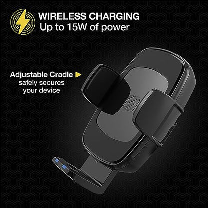 Scosche UQ3DV-SP Dashboard/Vent Qi-Enabled Wireless Charging Universal Phone Mount for The car with Stick Grip Black - style: Dashboard / Vent