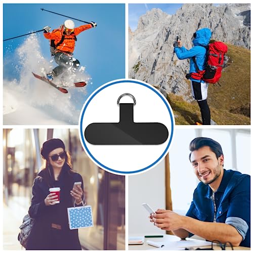 Phone Tether Tab, 10 Pieces Universal Phone Lanyard Patch Without Adhesive,Phone Lanyard Replacement Part for Cell Phone Strap(Black) - color: Black