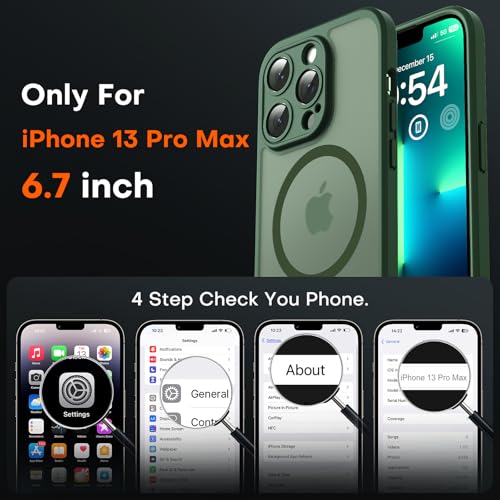 TOCOL for iPhone 13 Pro Max Case, Compatible with MagSafe, Alpine Green - color: Alpine Green, size: Iphone 13 Pro Max