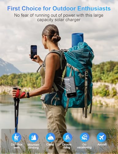 Solar Power Bank 40000mAh PD20W Fast Charging Portable Solar Charger - color: Black
