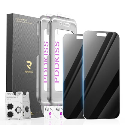PDDKISS 2 Pack Privacy Screen Protector for iPhone 17 Pro - size: for iPhone 17 Pro - 6.3 Inch Black